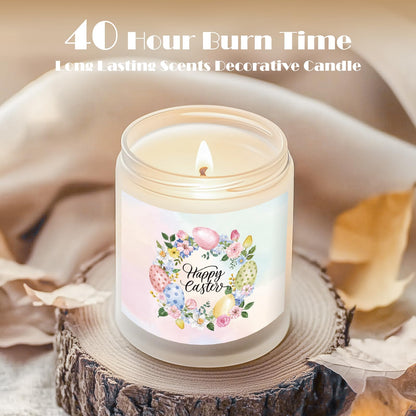 Easter Candle - Cream Vanilla Scented Natural Soy Wax (7oz) Jar for Home & Easter Decor