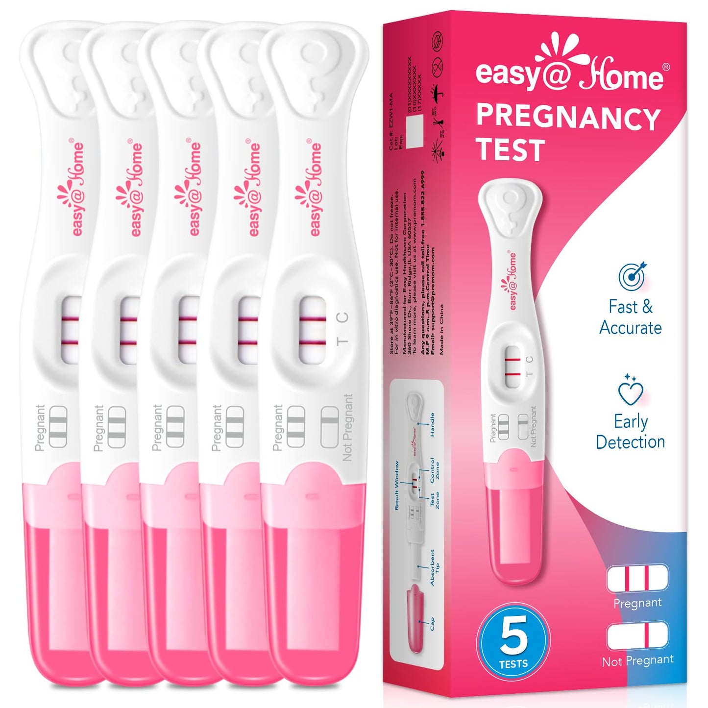 Easy@Home 5-Count Pregnancy Test Sticks – Early Detection & Easy Use