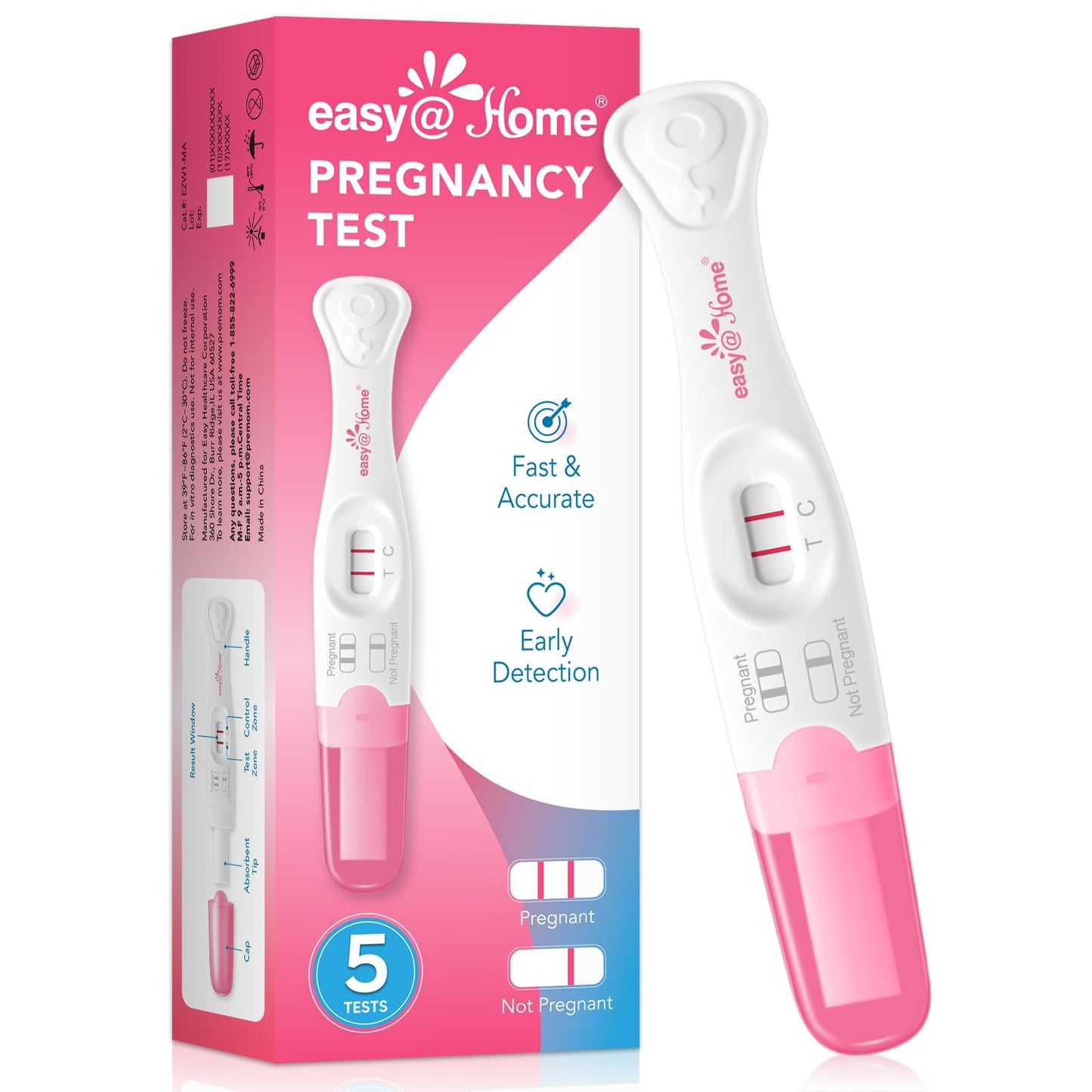 Easy@Home 5-Count Pregnancy Test Sticks – Early Detection & Easy Use