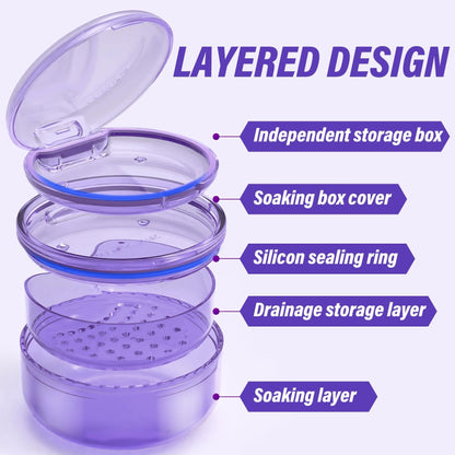 2-in-1 Denture Case 2PCS – No-Leak Travel Retainer & Bath Case