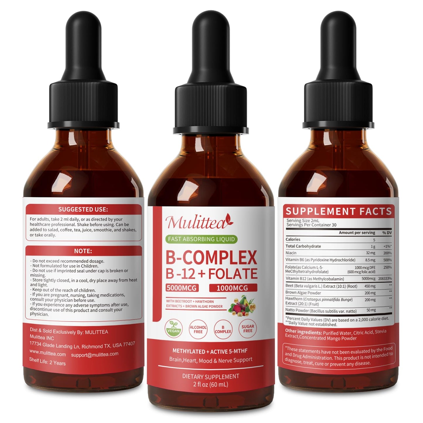 Methylated B Complex Liquid Drops - 5000 mcg B12 + 1000 mcg 5-MTHF