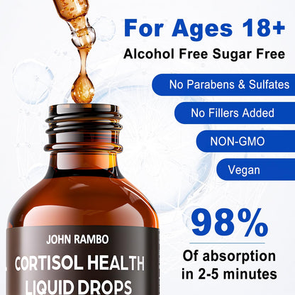 Cortisol Liquid Drops for Women & Men - Hormone Balance, Mood & Sleep (2 oz)