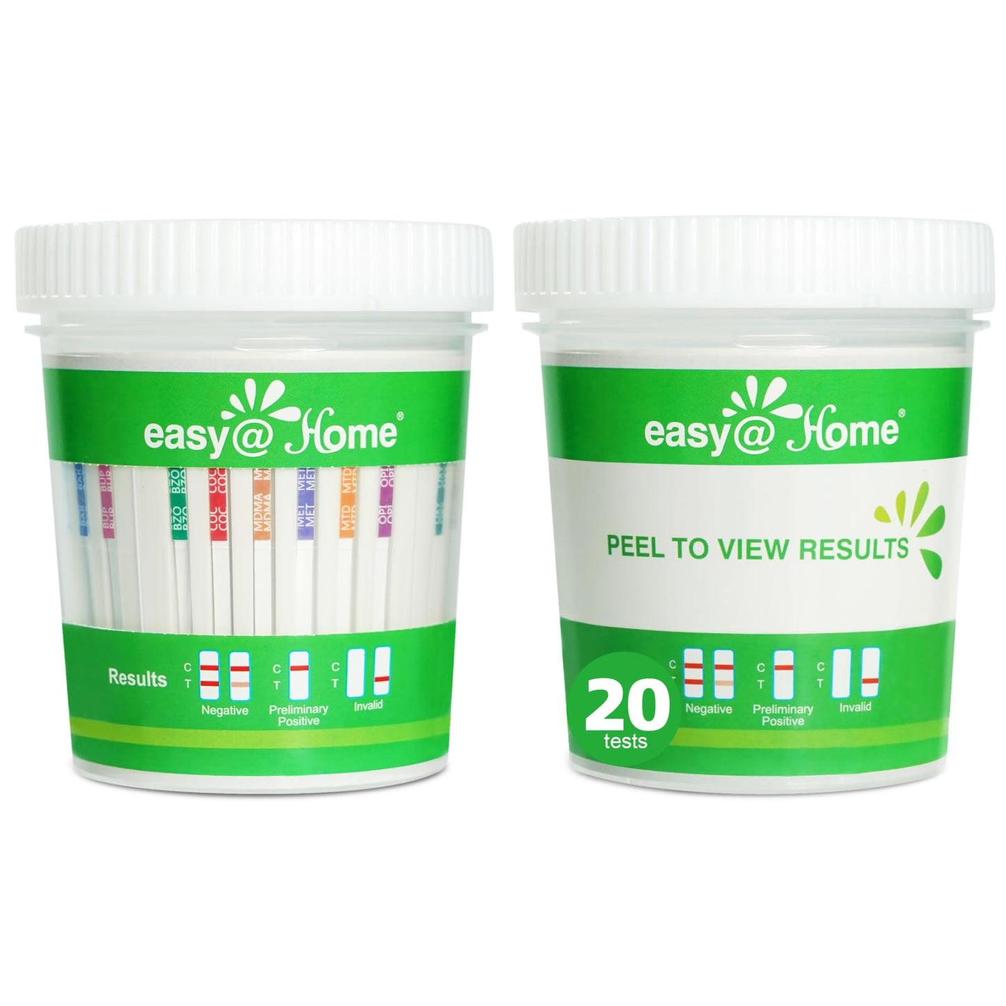 Easy@Home Drug Test Cup – At-Home Amp/Bup/Bar/Bzo/CoC/THC50 Kit (20)