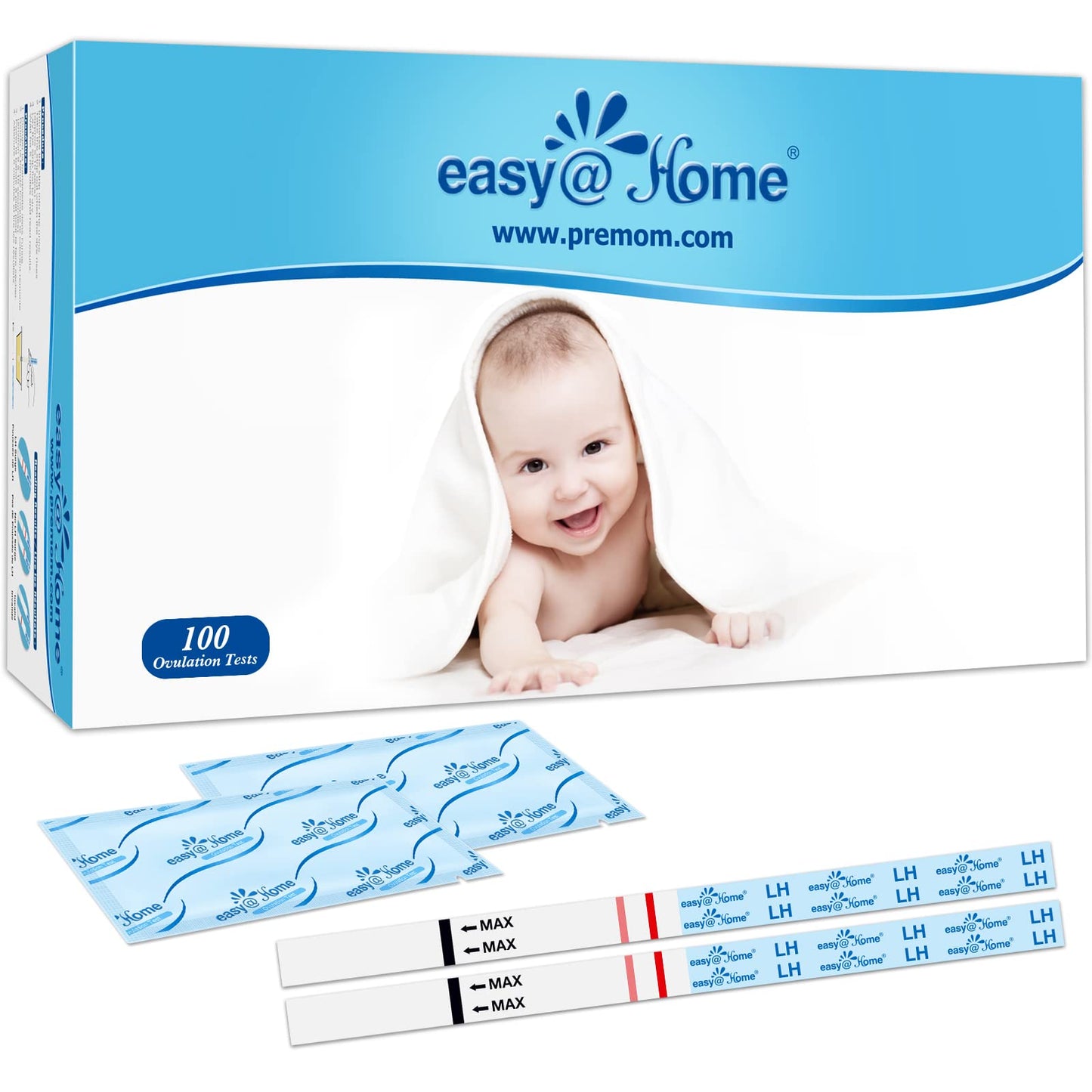 Easy@Home Ovulation Test Strips (100-pack) Value Pack – Reliable Ovulation Predictor Kit & Fertility Test (100 Tests)