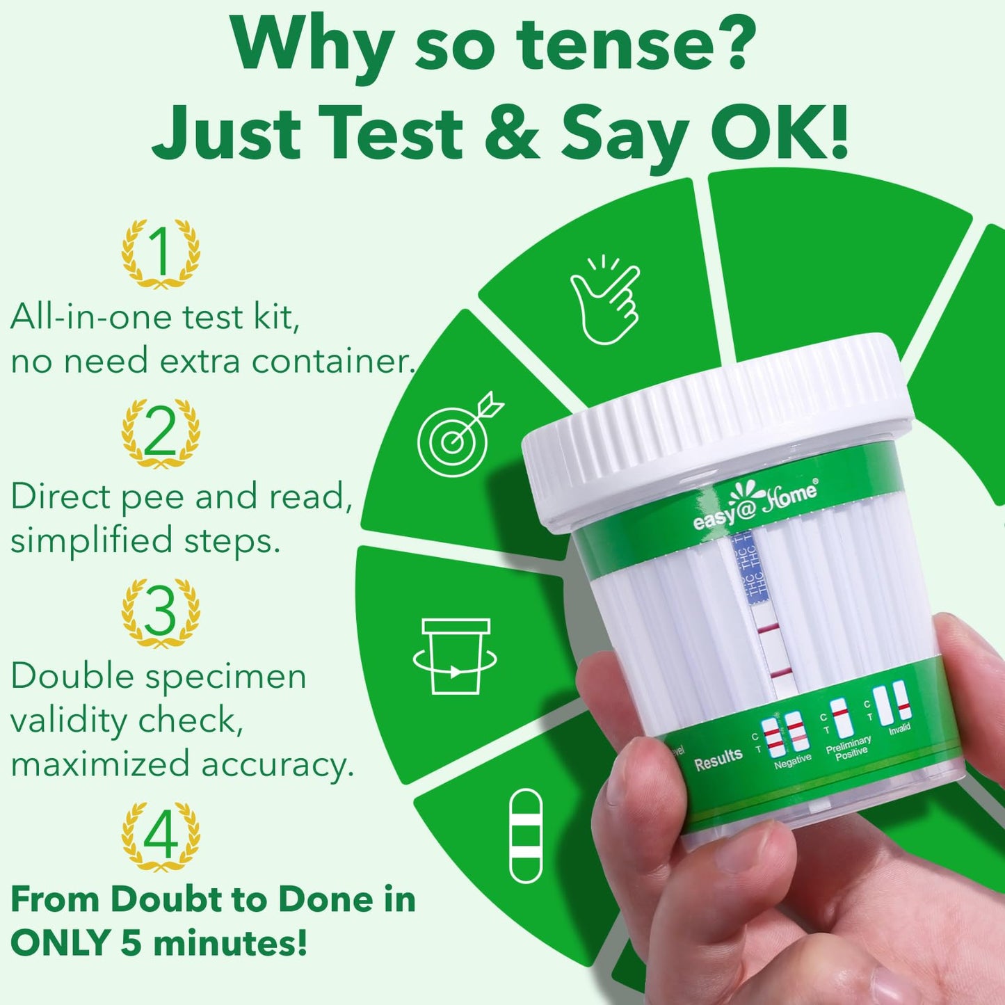 Easy@Home THC Urine Test Cup – 5-Minute Marijuana Drug Screen (1 Pack) #ECTH4-114A3