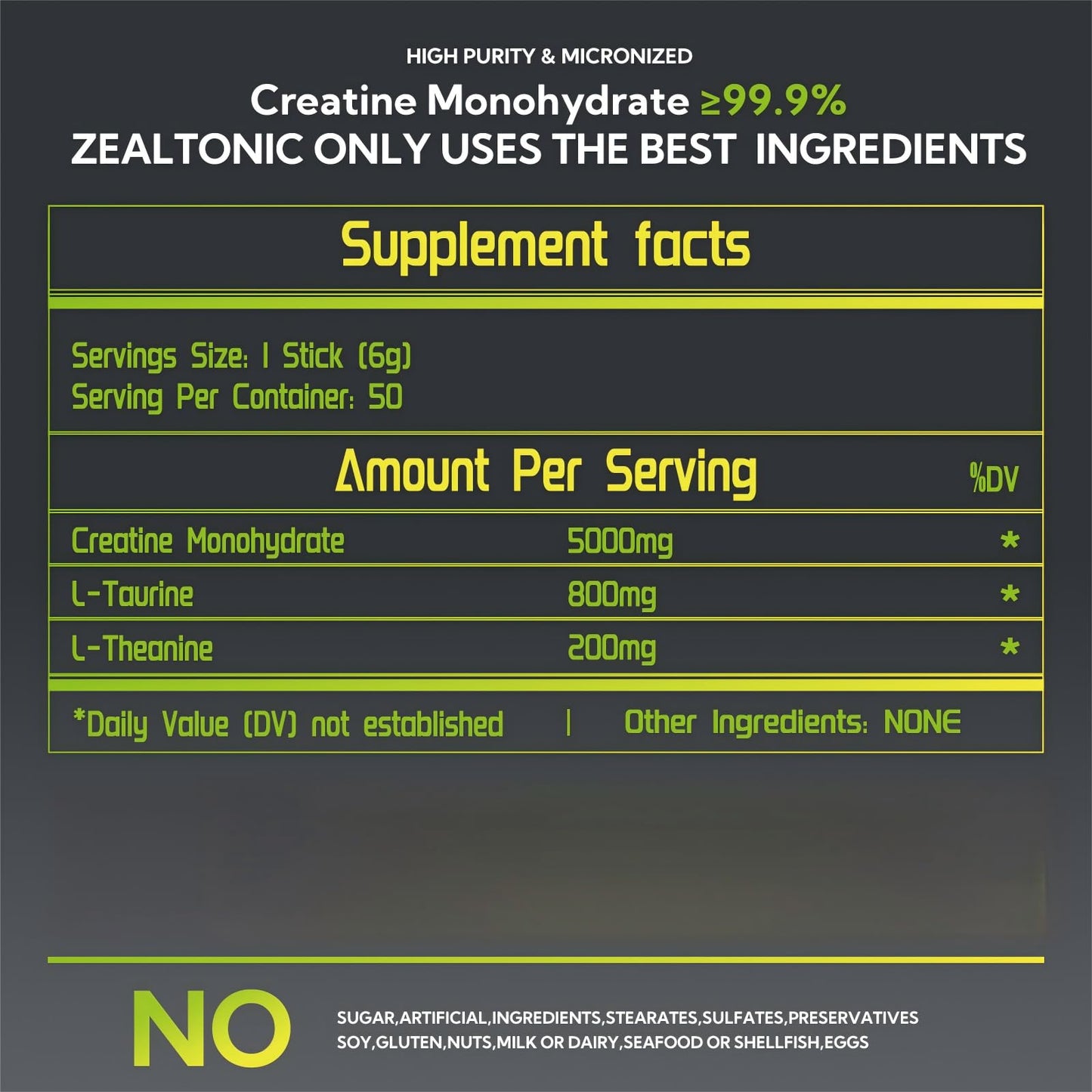 5000mg Micronized Creatine Monohydrate Packets with Taurine & L-Theanine – 50 Servings