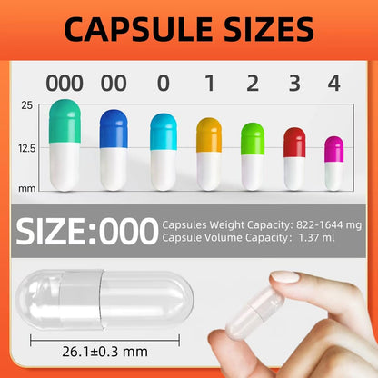 000 Capsules Separated 1000 Count – Premium Vegan Empty Capsules Size 000 (2 Bags) for DIY Filling