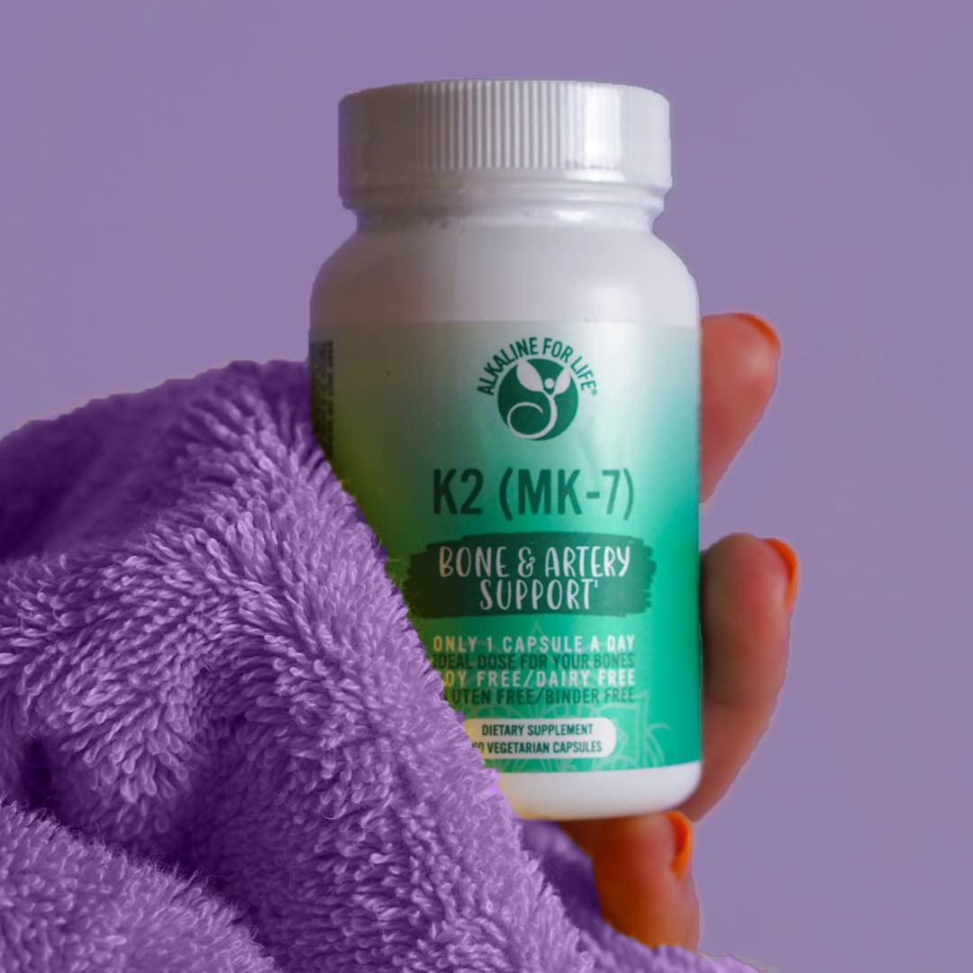 Alkaline for Life Vitamin K2 MK-7 (MenaQ7) 180 mcg | Fermented Chickpeas | One-Per-Day | 60 Day Supply | Supports Bone & Heart Health | Easy to Swallow