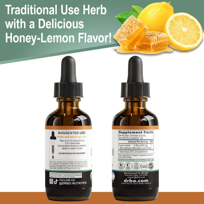Organic Lemon Balm Extract Tincture – Calm Relaxation Drops (Vegan, 2oz)