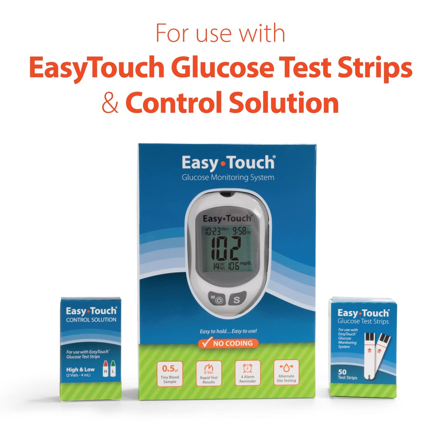 Easy Touch Glucose Test Strips – 100 Count (2 x 50) for Home Monitoring