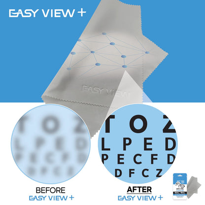 EASY VIEW+ Anti-Fog Microfiber Cloth for Glasses, Goggles, Motorcycle Helmet & Camera Lens