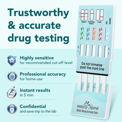 Easy@Home 5-Panel Urine Drug Test Kit (5 Pack) – THC/Marijuana, Cocaine, OPI, AMP, BZO – At-Home Test – 5 Minute Results EDOAP-754