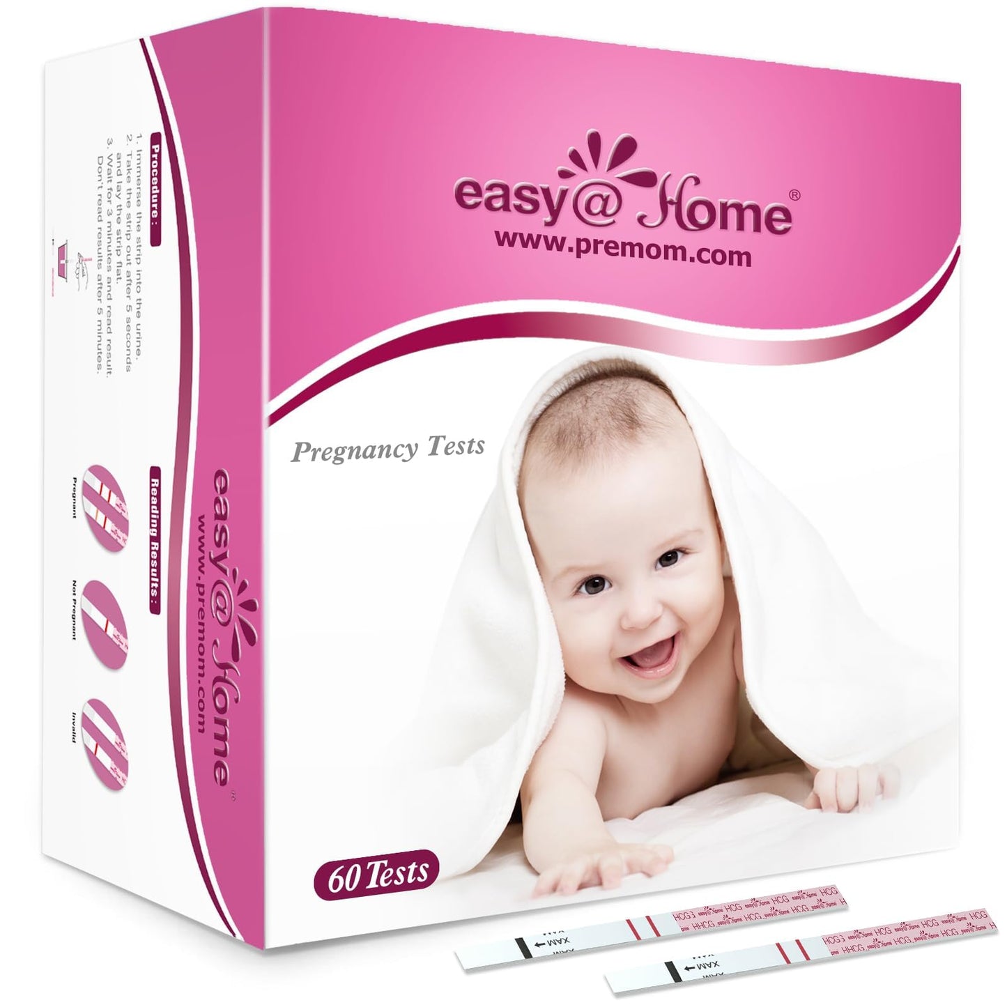 Easy@Home 60 Pregnancy Tests: Early Detection Precise Results Pregnancy Test Strips - Bulk Pregnancy Strips - 60 hCG Test Strips