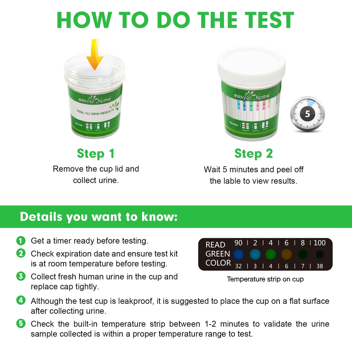 Easy@Home Drug Test Cup – 14-Metabolite Urine Test (10-Pack)