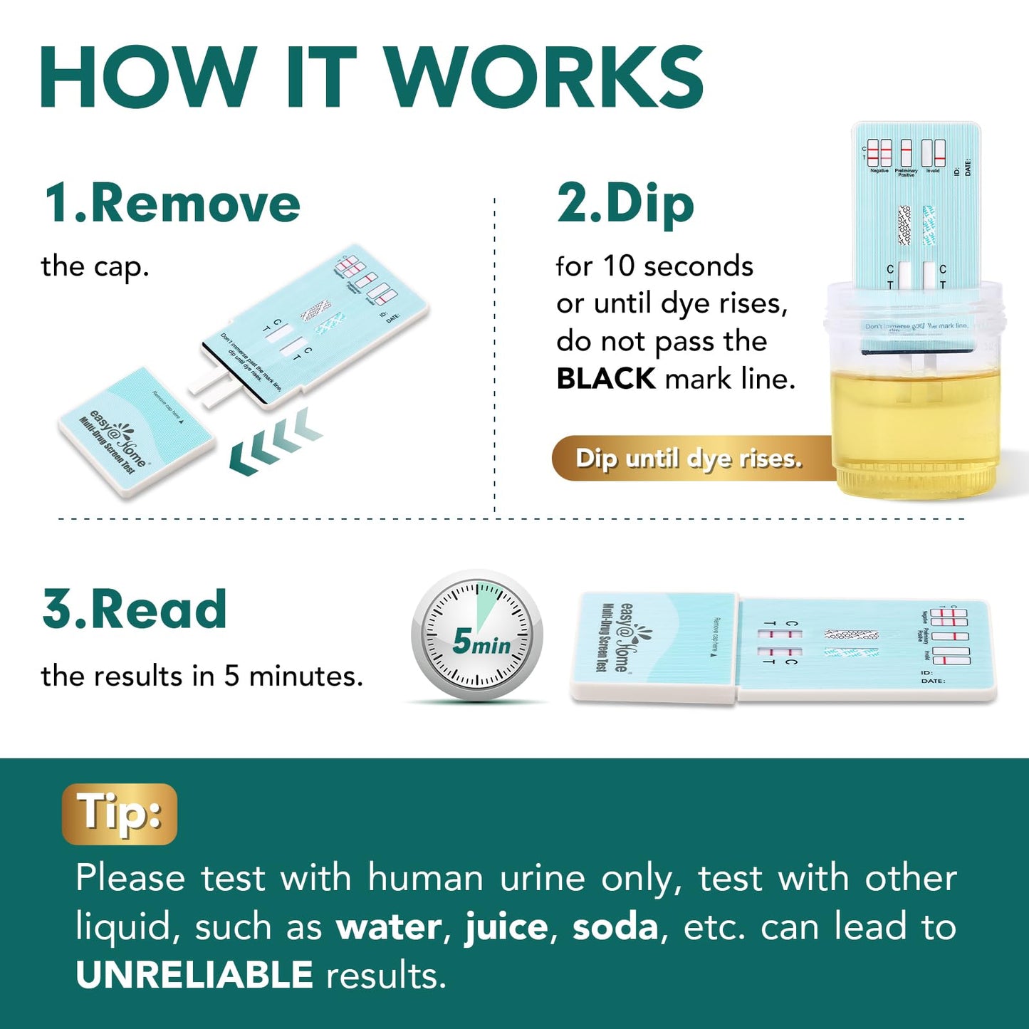 Easy@Home 5-Pack Urine Drug Test Kit – THC & Nicotine (Cotinine) – EDOAP-124
