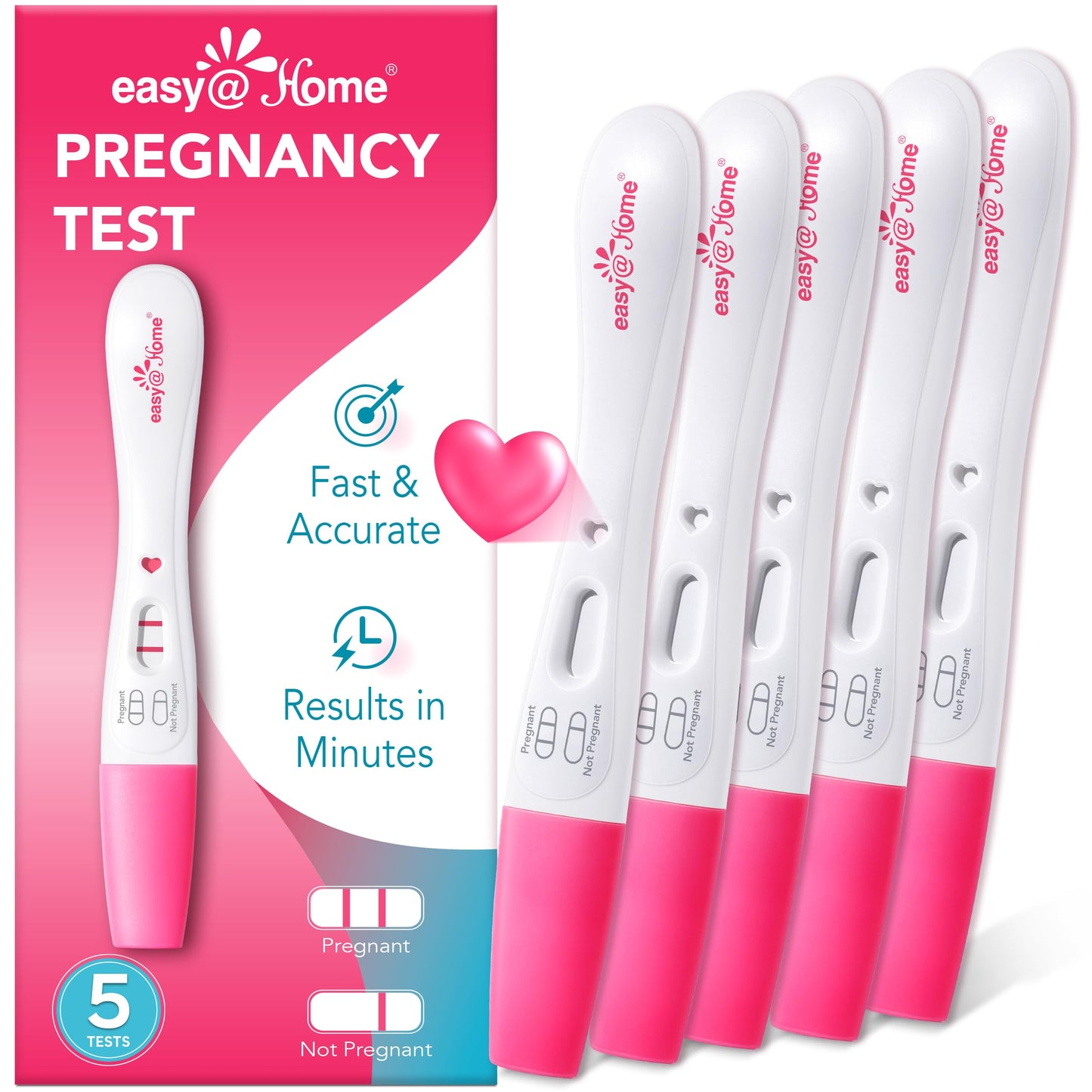Easy@Home Smart Timing Pregnancy Test – Early hCG Detection, Fast Results (5 Pack)