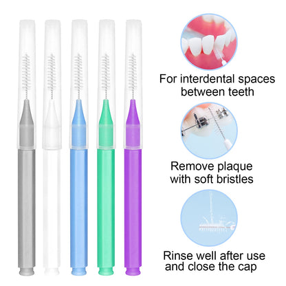 EasyHonor Braces Brush – Interdental Toothpick Flosser, 75pcs, 5 Colors