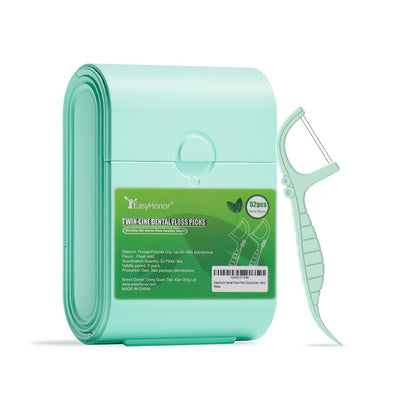 EasyHonor Twin-Line Mint Dental Floss Picks – 52 Count, Portable Case