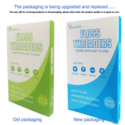 EasyHonor Dental Floss Threaders for Braces, Bridges & Implants | 210 Count (Pack of 6)