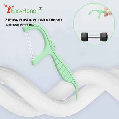 EasyHonor Twin-Line Mint Dental Floss Picks – 52 Count, Portable Case