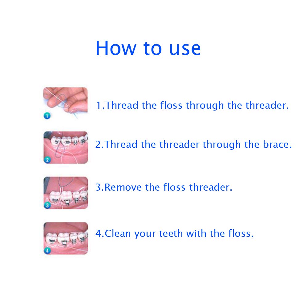 EasyHonor Dental Floss Threaders for Braces, Bridges & Implants – Green, 300 Count (6 Pack)