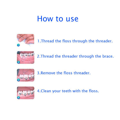 EasyHonor Dental Floss Threaders for Braces, Bridges & Implants – Green, 300 Count (6 Pack)