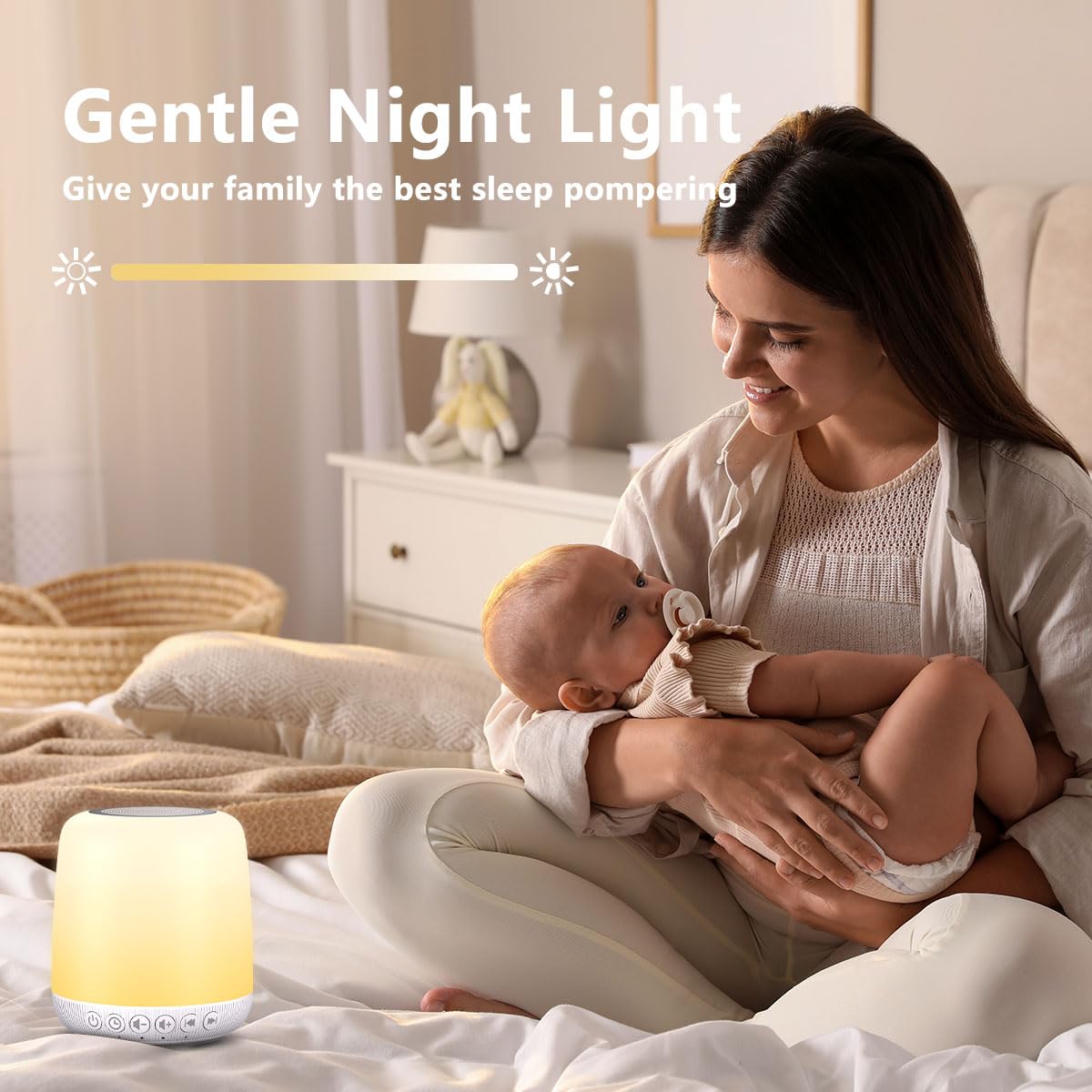 Easysleep White Noise Sound Machine — 30 Sounds, 12 Night Light Colors, App & Touch Control