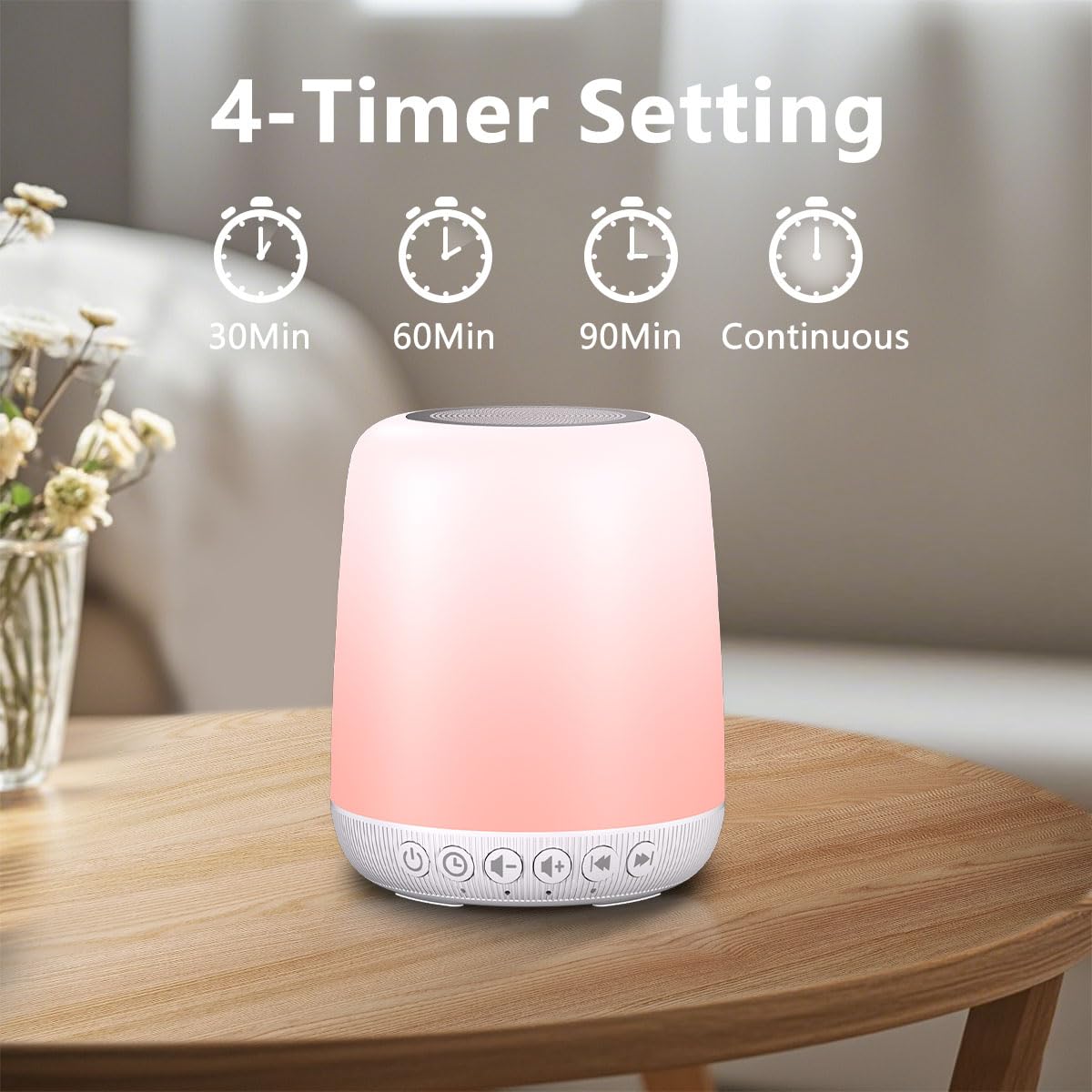 Easysleep White Noise Sound Machine — 30 Sounds, 12 Night Light Colors, App & Touch Control