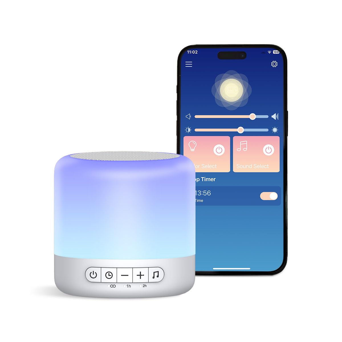 Easysleep Sound Machine for Baby & Nursery — 30 Sounds, 12 Night Lights, App Control