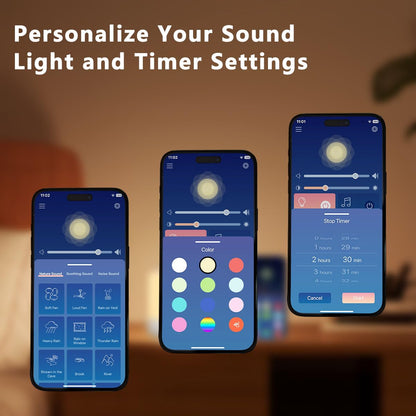 Easysleep Sound Machine for Baby & Nursery — 30 Sounds, 12 Night Lights, App Control