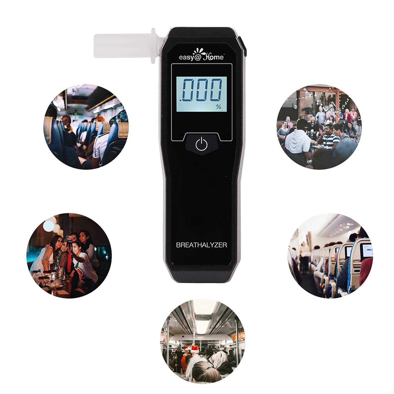 Easy@Home Breathalyzer – Pro-Grade Portable Fuel Cell Alcohol Tester (5 Mouthpieces)