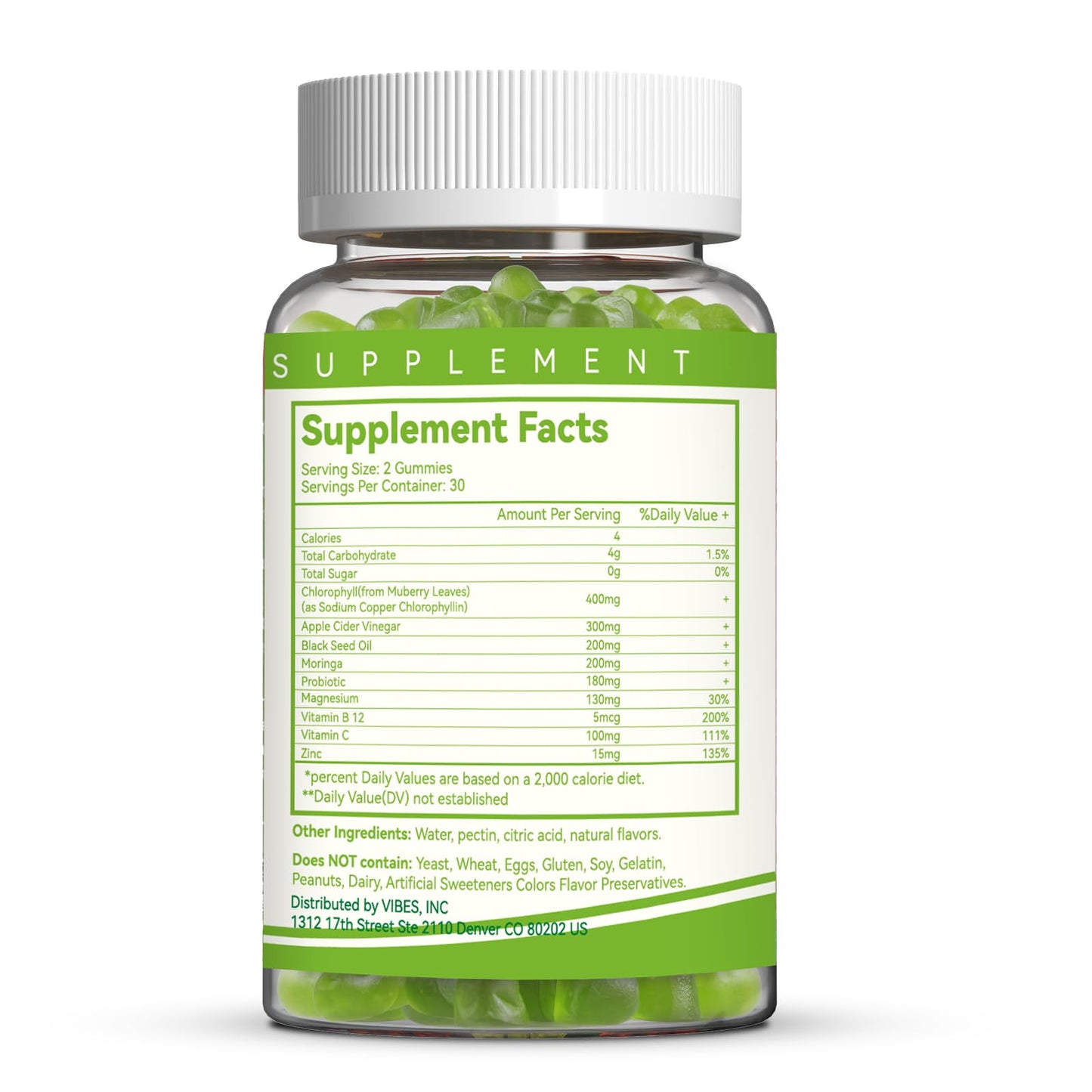 EAZGOO Chlorophyll Gummies – Sugar-Free Immune Support & Body Odor Deodorant (Lemon) 60 Count
