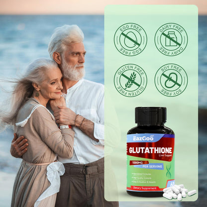 EAZGOO Glutathione 1000mg – Vegan Antioxidant for Immune Support, Skin Brightening & Liver Detox (60 Capsules)