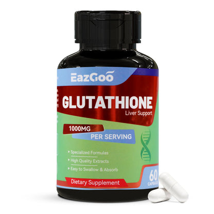 EAZGOO Glutathione 1000mg – Vegan Antioxidant for Immune Support, Skin Brightening & Liver Detox (60 Capsules)