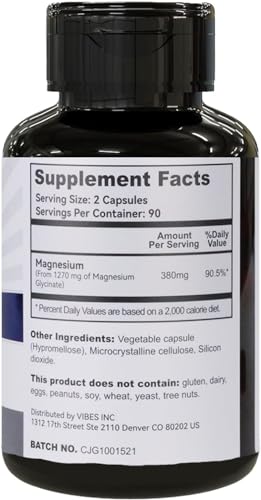 EAZGOO Magnesium Glycinate Capsules – High-Absorption, Non-GMO, Gluten-Free, 180 Capsules