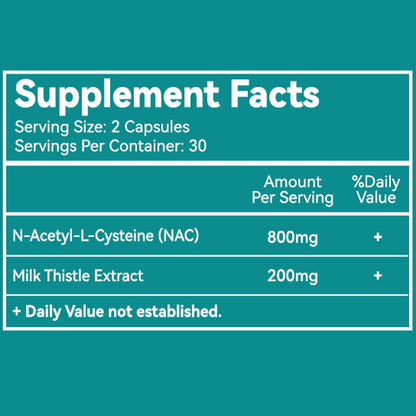 EAZGOO NAC 800mg + Milk Thistle 200mg - 60 Caps | Non-GMO, Gluten Free