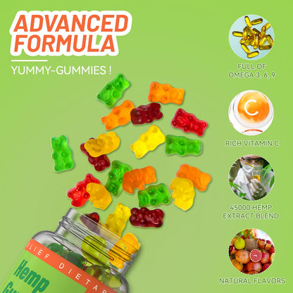 EAZGOO Natural Hemp Gummies 2,000,000 XXL Extra Strength – Vegan, Low Sugar, Non-GMO | 240 Counts