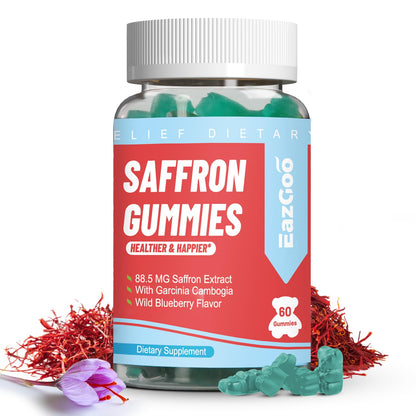 EAZGOO Saffron Gummies – Mood & Energy Support with Rhodiola, 60 Gummies