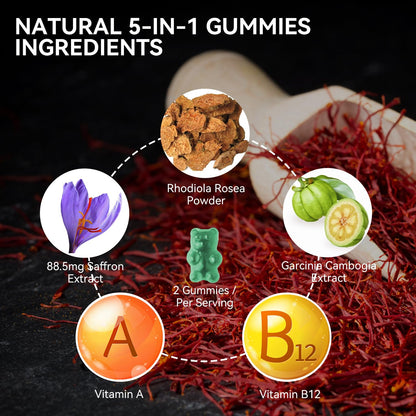 EAZGOO Saffron Gummies – Mood & Energy Support with Rhodiola, 60 Gummies