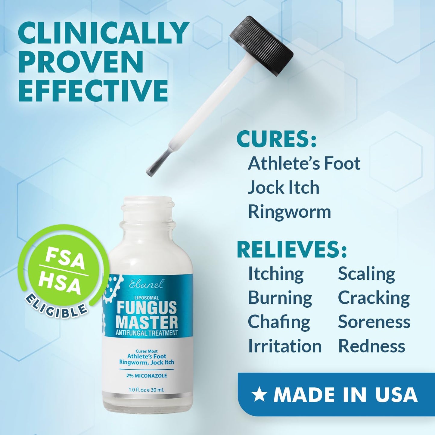 Ebanel Athletes Foot Treatment Extra Strength – Antifungal Cream with Miconazole & Tea Tree Oil