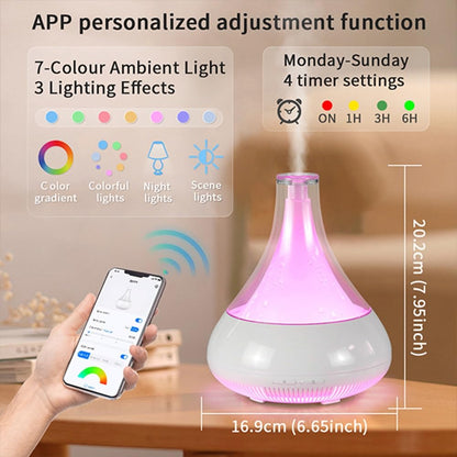 Ebooine Smart Aromatherapy Diffuser & Humidifier - 350ML, App Control, Whisper-Quiet LED Mood Lighting
