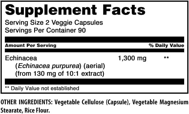 Amazing Formulas Echinacea 1300 mg Veggie Capsules | Non-GMO, Gluten Free, Made in USA | 2-Pack 180 Count