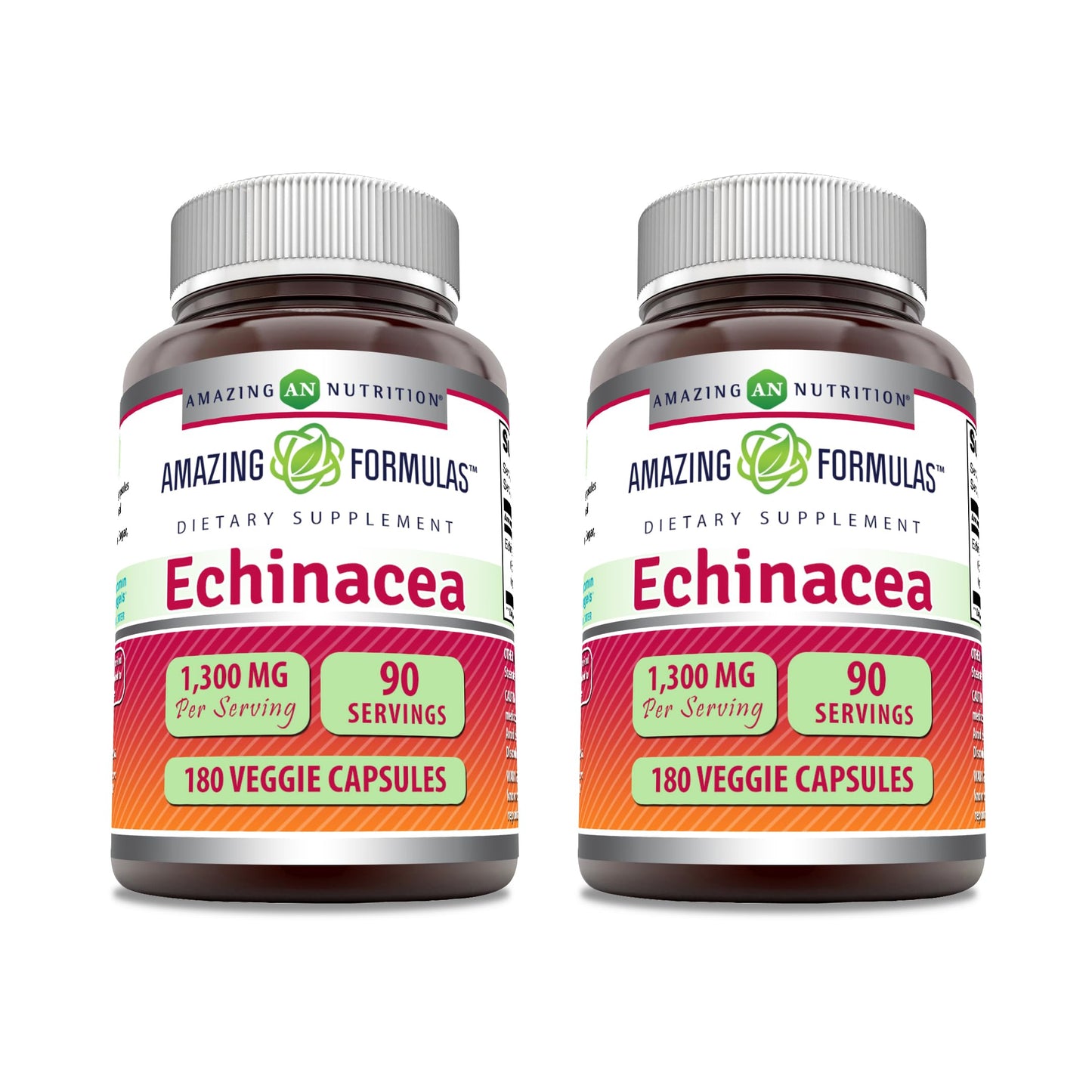 Amazing Formulas Echinacea 1300 mg Veggie Capsules | Non-GMO, Gluten Free, Made in USA | 2-Pack 180 Count