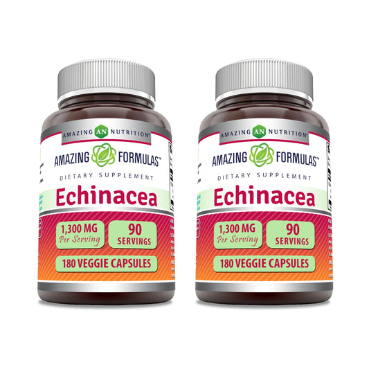 Amazing Formulas Echinacea 1300 mg Veggie Capsules | Non-GMO, Gluten Free, Made in USA | 2-Pack 180 Count BritishVita | Premium UK Vitamins & Wellness Supplements