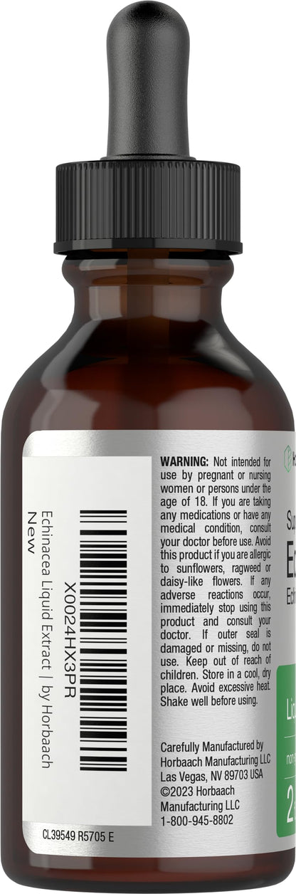 Horbaach Echinacea Drops Tincture - 2 fl oz | Alcohol-Free, Vegetarian, Non-GMO & Gluten Free