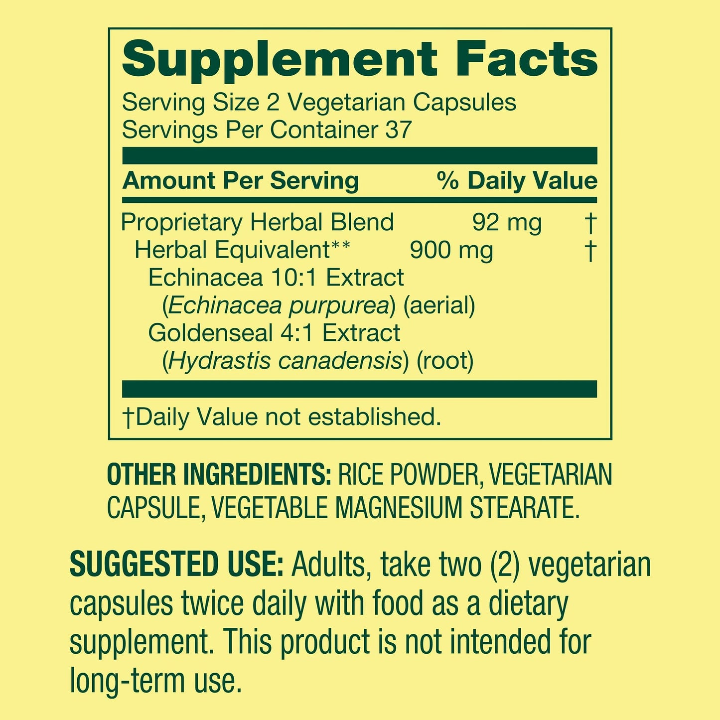 Echinacea Goldenseal Blend – 900 mg, 75 Vegetarian Capsules | Daily Wellness Supplement