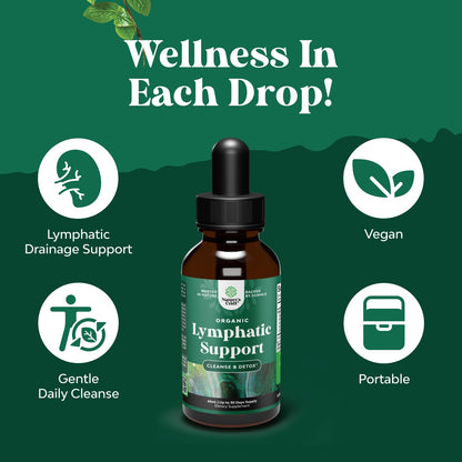 Certified Organic Lymphatic Drainage Drops – Herbal Cleanse & Immune Support (30 Servings)