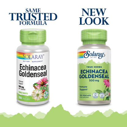 SOLARAY Echinacea Goldenseal - 250mg Echinacea & Goldenseal Root | Non-GMO, Vegan, Gluten Free | 100 Servings