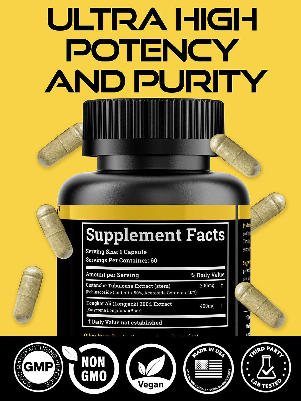 Black Forest Cistanche Tubulosa 200mg & Tongkat Ali 400mg (2-Month Supply) – Ultra-Pure with 50% Echinacoside + 10% Acetoside BritishVita | Premium UK Vitamins & Wellness Supplements