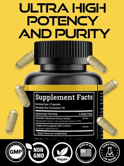 Black Forest Cistanche Tubulosa 200mg & Tongkat Ali 400mg (2-Month Supply) – Ultra-Pure with 50% Echinacoside + 10% Acetoside BritishVita | Premium UK Vitamins & Wellness Supplements